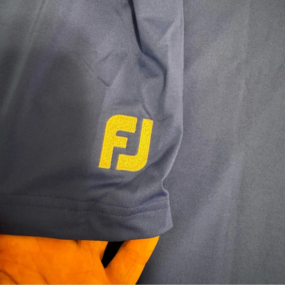 Footjoy Polo Shirt Men Large Blue Golf Performance Moisture Wicking‎ FJ Fox USGA